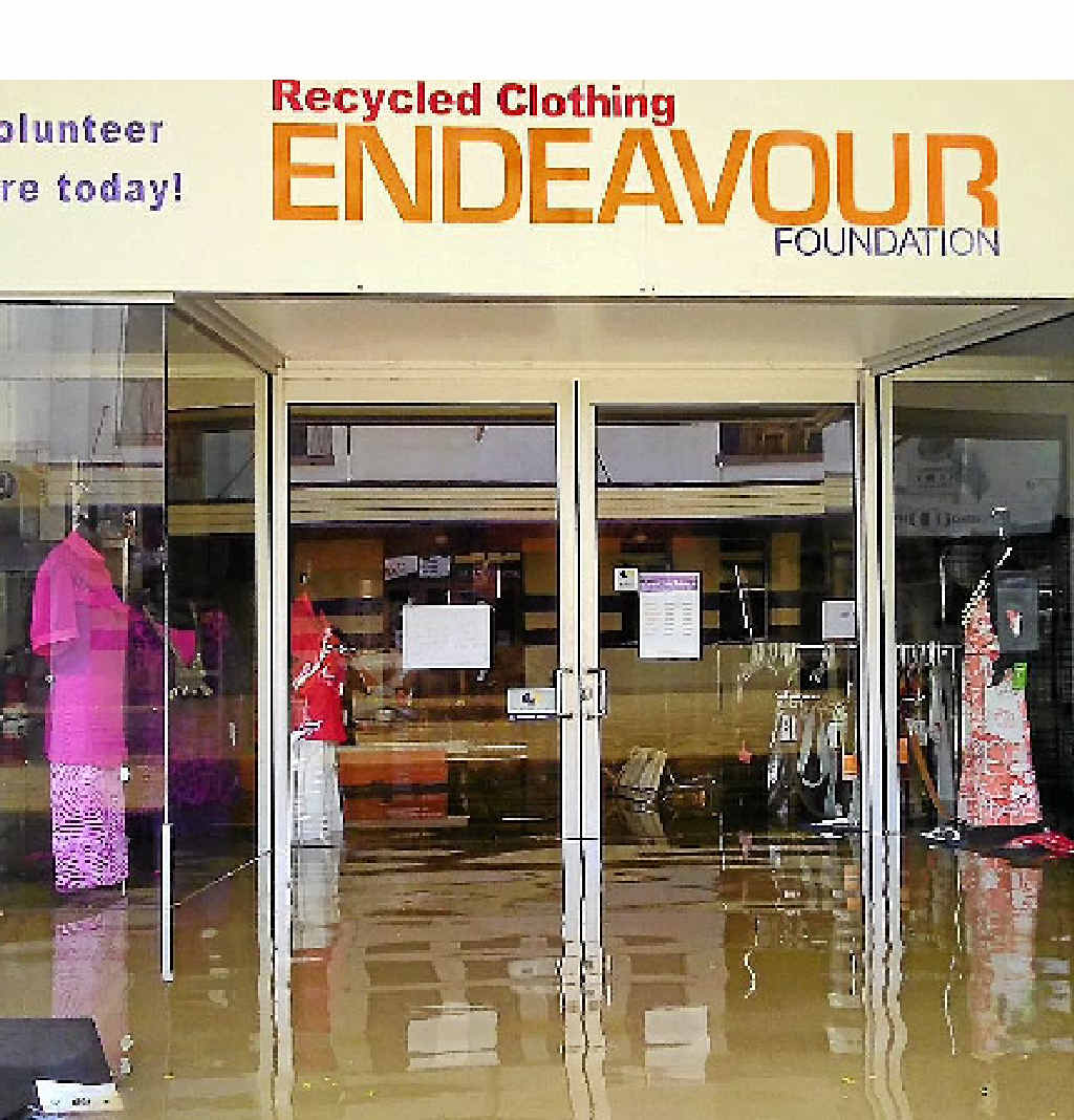 An inundated Endeavour Foundation Op Shop in Mary St. An inundated Endeavour Foundation Op Shop in Mary St.
